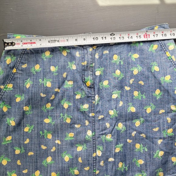 Summertime Lemon Print Denim Skirt Chambray Skort - Picture 5 of 6